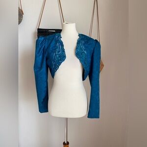 Scott McClintock Teal Sequin Crop Jacket, Size 8